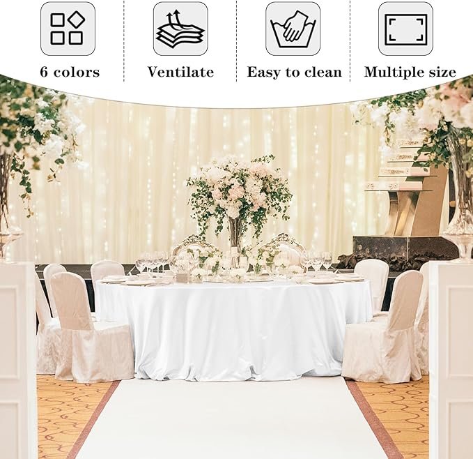 Fitable 6 Pack Ivory Round Table Clothes - 70 Inches in Diameter - Stain Resistant and Washable Tablecloths, Polyester Fabric Table Covers for Wedding, Party, Banquet, Gathering
