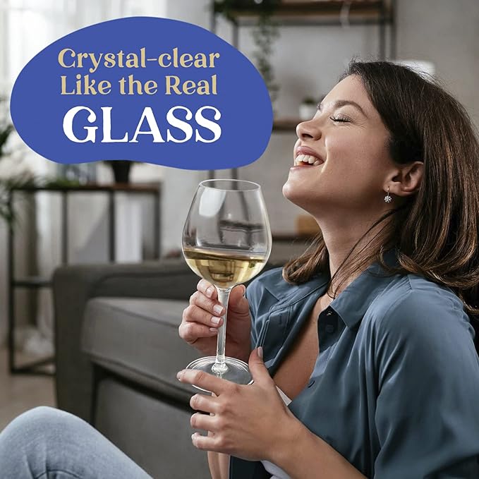 Plastic Wine Glasses Set of 6(15oz) |Unbreakable Wine Glasses with Stem|100% Tritan & BPA Free |Dishwasher Safe| Awesome For Pool, Beach, Travel, Pool, Camping, Beach, Picnic, Everyday Use.