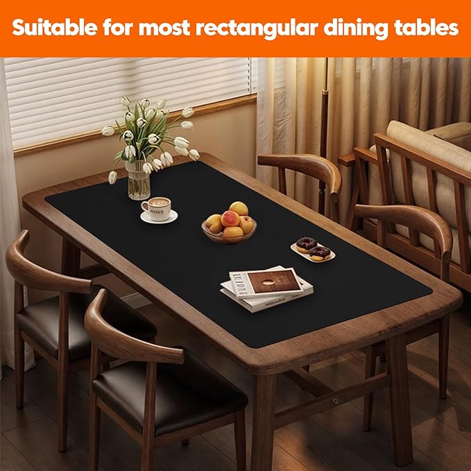 Extra Large Silicone Mats for Kitchen Counter,24"x80"Heat Resistant Mat for Kitchen Island,Table Protector for Dining Room Table,New Skin-Friendly Material Workbench Mat,Freely Cuttable,Black