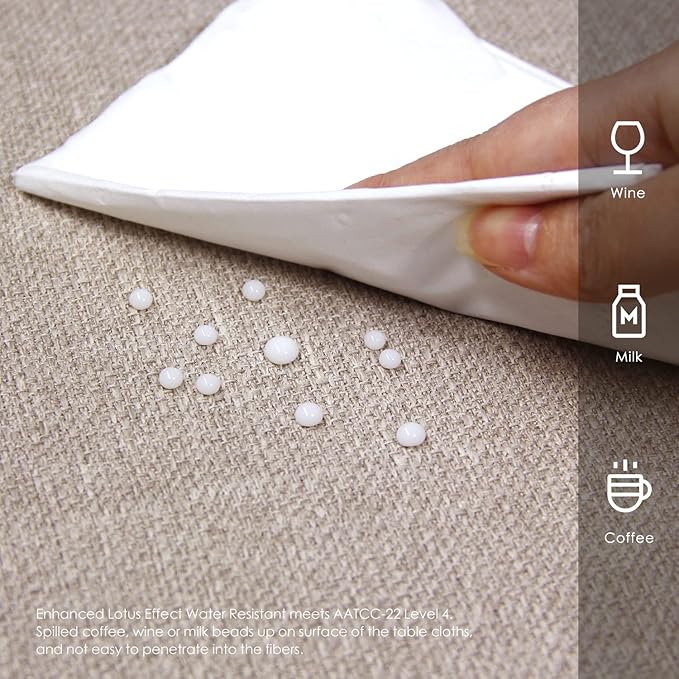 BALCONY & FALCON Rectangle Tablecloth Washable Wrinkle Resistant and Water Proof Table Cloth Decorative Linen Fabric Tablecloths for Dining Parties Kitchen Wedding and Outdoor Use (Beige, 55x70)