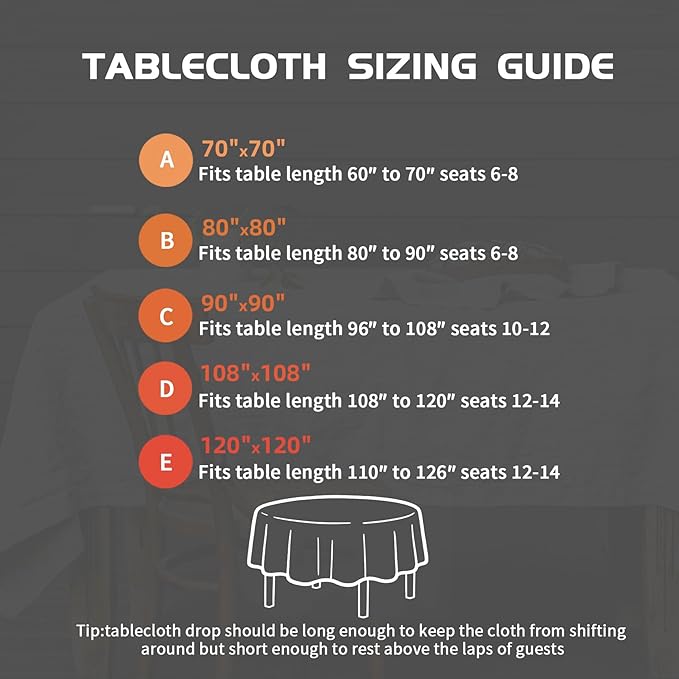 EVERLY 100% Pure Linen Round Tablecloths 108Inch Round Machine Washable Tablecloth for Thanksgiving,Decorative Halloween,Buffet Parties,Picnic,Events,Weddings and Restaurants-Natural Linen