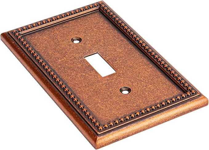 Henne Bery Raised Pearls Decorative Wall Plate Switch Plate Outlet Cover (Single Toggle 2PK, Sponged Copper)