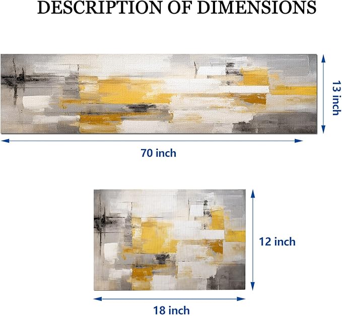 Mcalk Yellow Table Runner and Placemats Set of 6, Abstract Grey Placemats, Modern Cloth Place Mats Indoor for Kitchen,Washable Linen Material for Dining Table