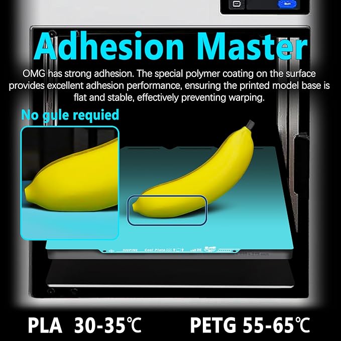 New Upgraded OMG Cool Plate for Snapmaker U1 3D Printer, 276x293mm Thicker Magnetic U1 Build Plate with Supertack Smooth Surface, Easy Release 3D Printer Hotbed for PLA PETG Printing