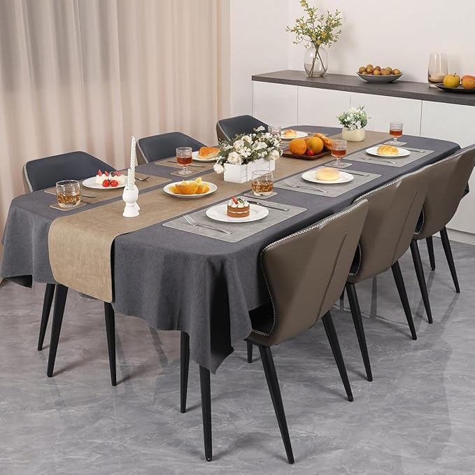 Myir JUN Reversible Vinyl Placemats Set of 4, Faux Leather Place Mats Dual Sided Waterproof Oilproof Wipeable, Heat-Resistant Table Mats for Kitchen Dining Indoor Outdoor (12" x 17", Light Gray Beige)