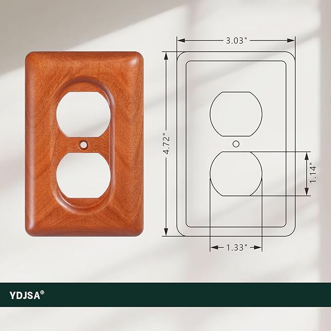 Cherry Wood Outlet Cover Single Duplex Decorative Wall Outlet Cover Solid Wood Quality Design Elegant Home Decor