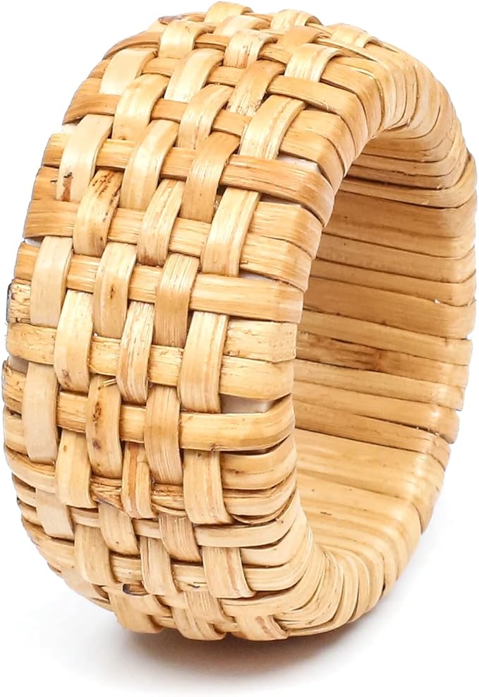 Lightnpro Natural Rattan Decorative Napkin Rings Set of 12, Serviette Napkin Rings Bulk for Party Decoration, Table Top Décor for Dinning Table, Everyday, Christmas, Easter Family Gatherings