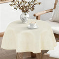 JIUZHEN Round Textured Table Cloth Linen Wrinkle Free Stain Resistant Farmhouse Decorative Circular Tablecloth for Kitchen, Dining, Party, Wedding, Outdoor Use (40 Inch Round,Champagne)
