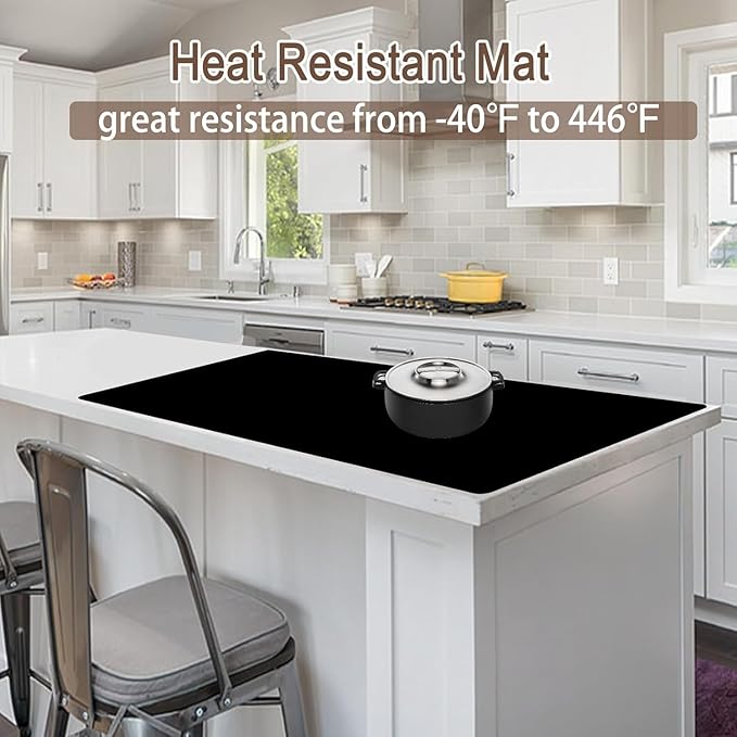 Silicone Mats for Kitchen Counter, 48"x32"(120cmx80cm) Large Heat Resistant Mat Kitchen Island Waterproof Countertop Protector Mat Nons-slip Extra Large Counter Mat, Dark Green
