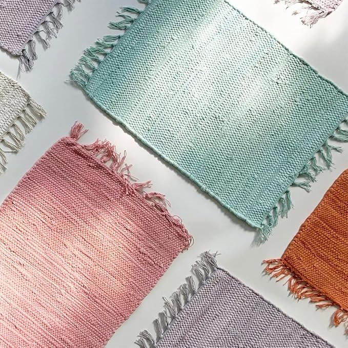PILLOWPIA Handcrafted Chindi Rag Rug Hot Pad – 100% Cotton, Handwoven, Colorful & Eco-Friendly | Boho Kitchen Accessory for Table, Counter, or Serving Use - Peony