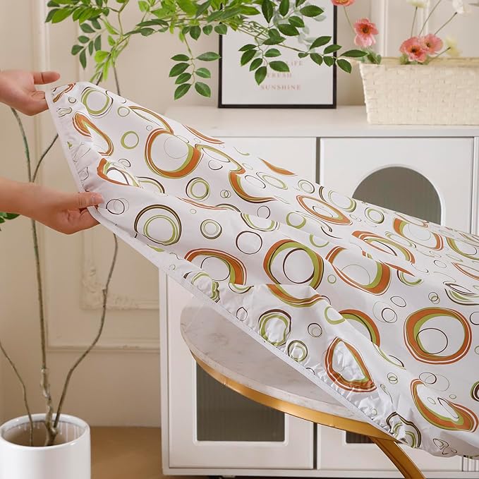 Walrus Round Vinyl Fitted Tablecloth with Flannel Backing Elastic Edge Design Table Cover Waterproof Oil-Proof PVC Table Cloth Stain-Resistant Best for 37"-44" Round