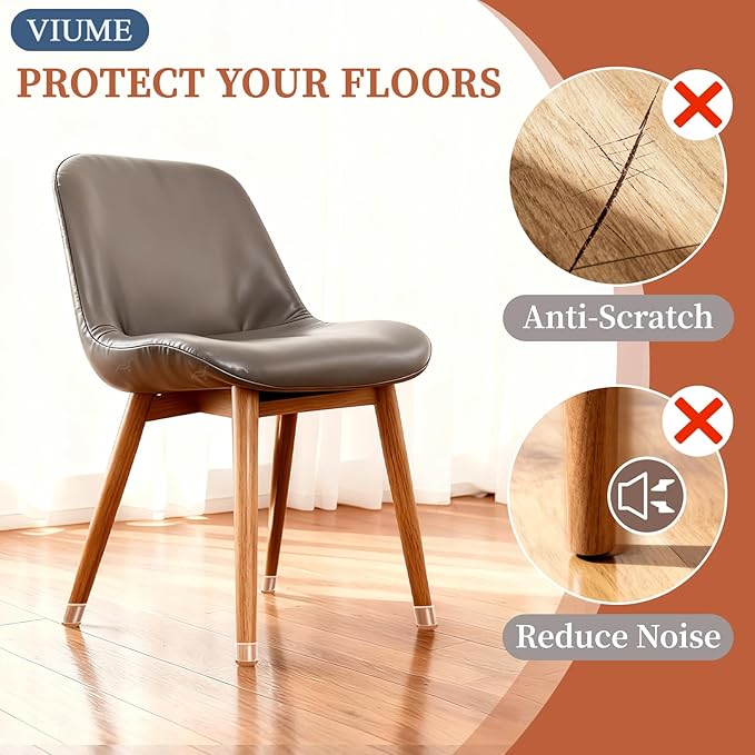 24 Pcs Chair Leg Floor Protectors for Hardwood Floors Silicone Covers to Protect Wood Tile Floors Scratches Felt Pads Furniture Leg Caps No Noise (Fit:0.5"-0.78")