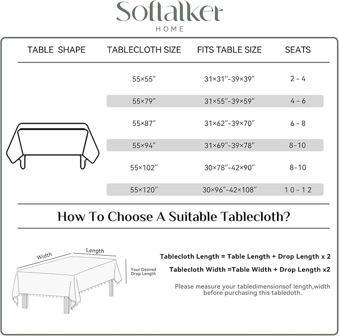 Softalker Fall Checkered Tablecloth Rectangle, Heavy Weight Linen Cotton Gingham Thanksgiving Orange Table Cloth with Tassel, Wrinkle Free Buffalo Plaid Table Cover for Dining Party- 55 x 70 Inch