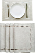 Placemats Set of 4, Set of 6 for Dining Table, Placemats with Hollow Edge Table Cloth Set, Table Mats for Dining Table 12"x18" Off-White
