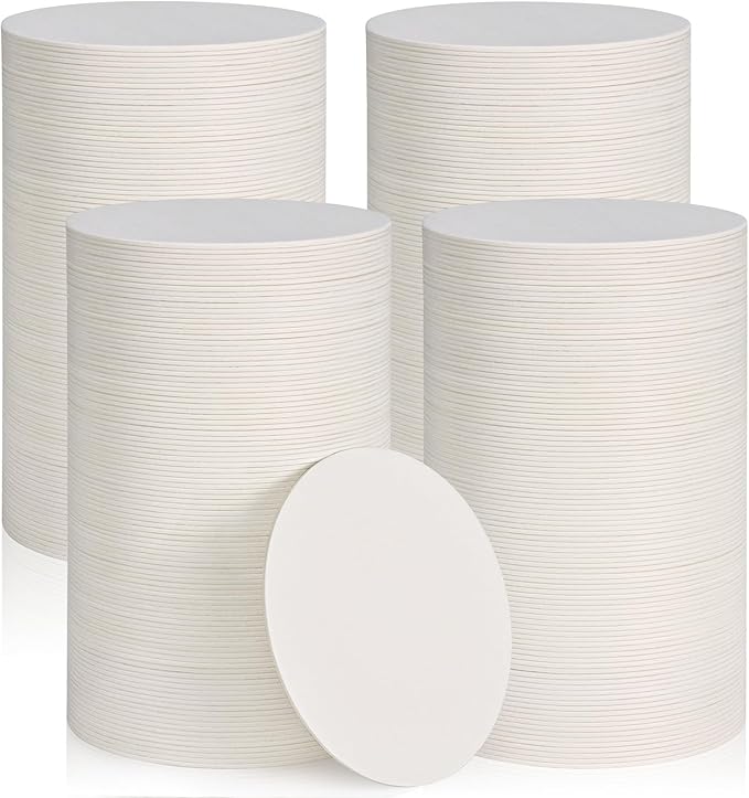 400 Pieces Disposable Paper Coasters, GOH DODD Thickened (1.5MM) 4 Inch Bar Coasters Bulk Absorbent Cardboard Blanks for Drinks DIY Arts Crafts Wedding Party Gifts Education, White, Round