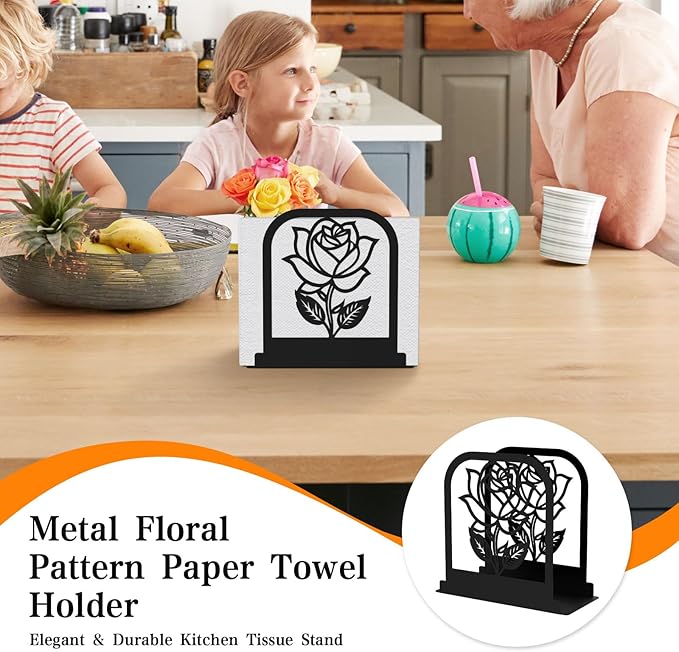 Unique Standing Napkin Holder,Gorgeous Rose Napkin Holders for Paper Napkins,Napkin Holder User-Friendly with Non-Slip Mat,Smooth Edge,Be Used for Dining Table,Shop,Countertop