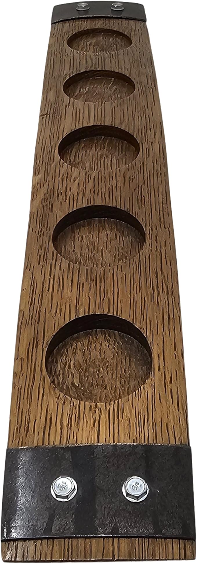 Barrel Stave Premium Whiskey Flight for use with 5 Glencairn Glasses. No Glasses Included, Dark Walnut
