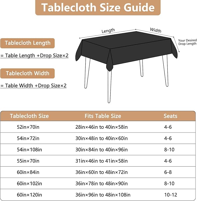 Fabric Black Rectangle Table Cloth for 8 Foot Rectangular Table Textured Stain Resistant & Wipeable Tablecloth Easy Clean for Dining Banquet Party 54 x 108 Inch