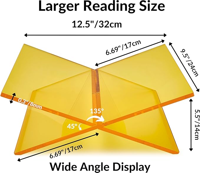 Honygebia Gold Acrylic Book Stands - Cross Frame Acrylic Book Holder, Open Bookstand for Display and Reading, Suitable for Art, Bible, Cookbook, Easel, Magazine, Textbooks 12.5" x 9.5" x 5.5"