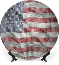 Ceramic Plates, American Flag Decorative Ceramic Plates, Dolar Exchange, 10 Inch, Household Plates Decorative, Multicolor