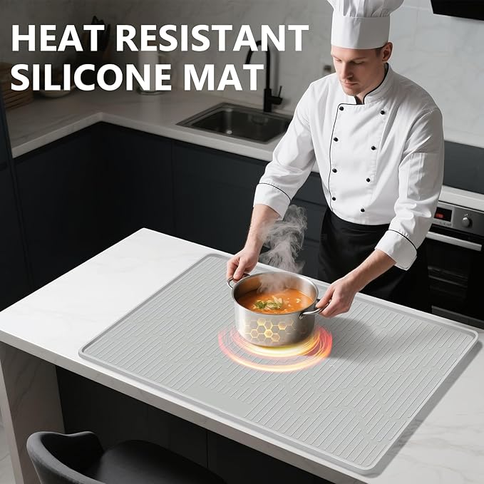 36"x24" Heat Resistant Mat for Countertop Lanstics Silicone Baking Mat Non-Slip Air Fryer Mats Multipurpose Countertop Protector Microwave Mats Fire Resistant Mat Place Mat for Kitchen Counter