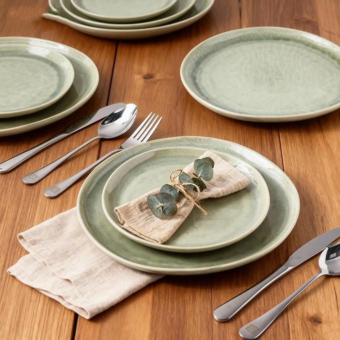 AmorArc Ceramic Dinnerware Sets,Handmade Reactive Glaze Stoneware Plates and Bowls Set,Highly Scratch Resistant | Dishwasher & Microwave Safe Dishes Set,Service for 4 (12pc)