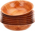 12-inch Wooden Serving Bowl, Set Of 6 | Round | Stackable | EZ To Wash | Great For Salads, Fruits, Snacks, And More [6PK]