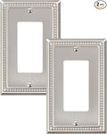2-Pack Decorator Outlet Cover Plate, Decorative Switch Plates and Outlet Covers, Brushed Nickel Metal Wall Plates for Electrical Outlets, Receptacle, GFCI Outlet, Dimmer Switch