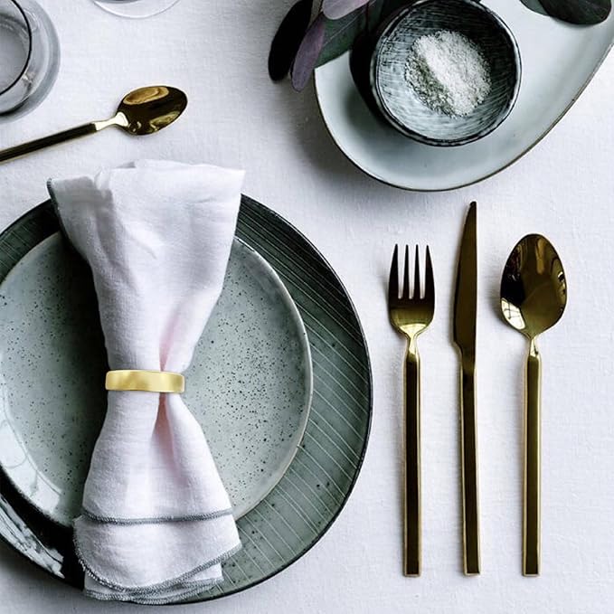 Cuff Brushed Gold Napkin Rings Set of 60, Modernist Napkin Ring Holder for Wedding, Banquet, Metallic Adornment for Table Settings, Glossy Serviette Buckles Decor