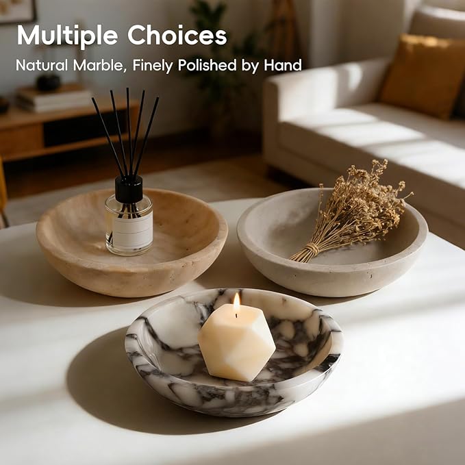 Decorative Bowl for Home Decor – Marble Fruit Bowl, Key Holder Tray with Marble Finish, Entryway Table Organizer, Kitchen Countertop & Coffee Table Centerpiece