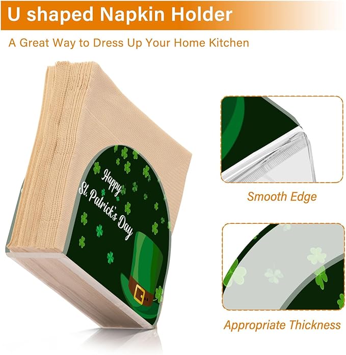 Napkin Holder Happy St Patrick's Day Hat Crystal Clear Acrylic Napkin Holders Paper Napkin Holder Dining Table Dispenser for Kitchen Restaurant Home Decor Bar Accessories