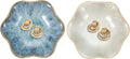 uxcell 2Pcs Ceramics Jewelry Plate, Lotus Leaf Shape Key Holder Bowl for Entryway Table Decor Small Ring Tray Dish Gift for Women Girlfriend, White/Cold Ash