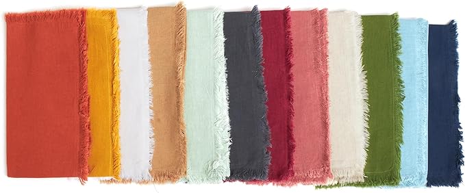 ACCENTHOME Burgundy Cotton Linen Napkin Set of 12 18x18 inch Dinner Napkins - Washable Soft Premium Hotel Quality Reusable Hemmed Edges Napkins Perfect Table Linens for Family Dinners, Weddings