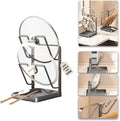Kitchen Pot Lid Storage Rack, Pot Lid Holder for Countertop, Pot Lid Organizer Rack with Tray, Lid And Spoon Rest, Multifunctional Stand for Stove Top Kitchen Accessories (Gray, Double-layer)
