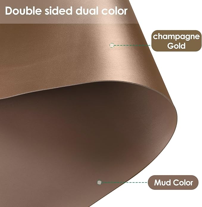 Leather Dresser Cover,1.8mm Thick,14x72 Inch,Dresser Protector Top,Dresser Top Protector,Dresser Cover Top,Dresser Top Cover,Dresser Cover Top for Bedroom.(Mud Color+Champagne Gold,14x72)