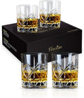 Whiskey Glass, Whiskey Glasses Set of 4, 10 oz Thick Bottom Old Fashioned Rock Glasses for Men, Father's Day, Premium Whisky Gifts for Bourbon, Scotch, Cocktail(Glass Set 4)