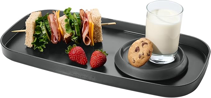 madesmart dipware Small Serving Plate, Stackable & Removable Dip Bowl for Salsa, Queso, Salad, Olives, Dishwasher & Microwave Safe, Multipurpose Plate & Bowl, Carbon