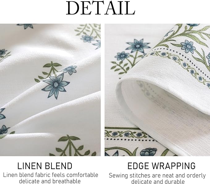 ISAENNE Designer White Linen Long Tablecloth Rectangle,Chinoiserie Floral Elegant Indoor Table Cloth,Fall Stain Proof Decor Tablecloths for Dining Thanksgiving Kitchen,63"*102"-Mosella F