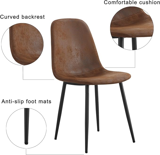 Dining Table Set for 6, Modern 55'' Dark Wood Dining Table and Fabric Dining Chairs Set of 6,Table and Chairs Set of 6,Ideal for Kitchen Dining Room
