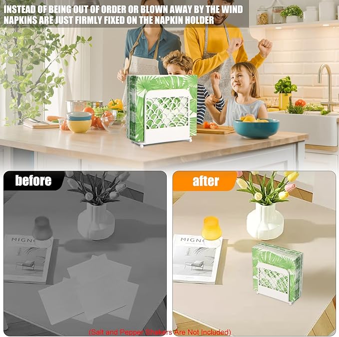 Napkin Holder for Table, Metal figure Standing Napkin Dispenser for Kitchen Dining Cocktail Napkin holders for paper napkins Mail Bills Suitable for All Dining Room Decors White