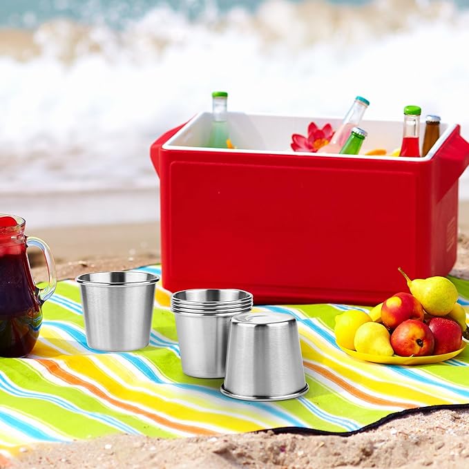Ruisita Resinta 6 Pack 5 oz Stainless Steel Cups Metal Shatterproof Stackable Pint Drinking Cups for Kids