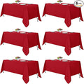 Fitable Red Tablecloths for Rectangle Tables, 6 Pack - 70 x 120 Inches - Reusable and Washable Table Clothes for 6-8 Ft Tables, Polyester Fabric Table Covers for Wedding, Party, Banquet