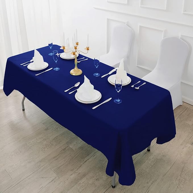 Fokitut 6 Pack Rectangle Tablecloth, 90x156 Inch, Stain Resistant and Wrinkle Polyester Table Cloth, Fabric Table Cover for Kitchen Dining, Wedding, Party, Holiday Dinner-Royal Blue