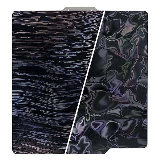 Smooth Water Ripples+Wood Grain 3D Printer Build Plate for Bambu Labs X1 X1C X1E P1P P1S A1, Double Sided Flexible Sheet Spring Steel Plate 257x257mm for Bambulab 3D Printer Platform
