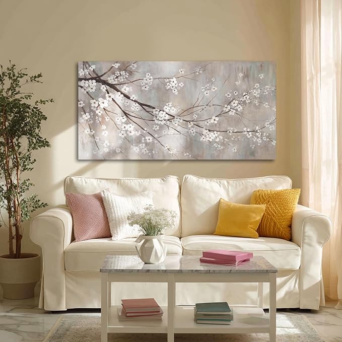 XIANSHOU Flowers Wall Art Plum Blossom Artwork Nature Wall Decor Canvas Prints Pictures Large Poster Arts 24"x48"