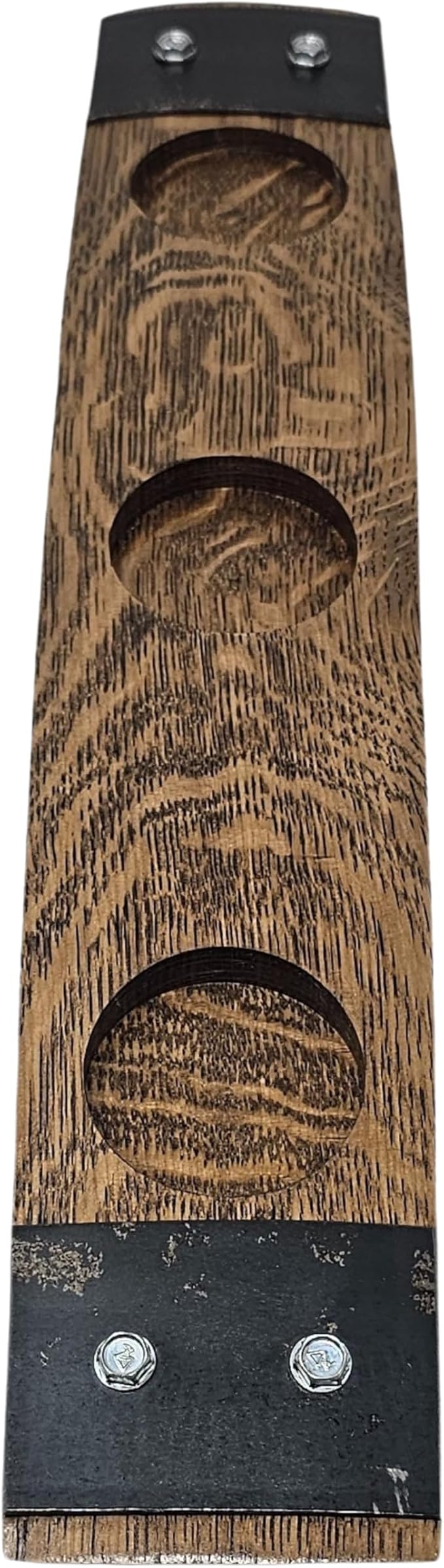 Barrel Stave Premium 3 Glass Whiskey, Bourbon, Scotch Flight Serving Tray, (No Glasses,Dark Walnut)
