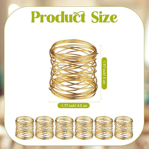 12 Pieces Napkin Rings Holders Handmade Round Mesh Heavy Duty Metal Napkin Rings Holder for Dinner Decoration Dining Table Parties Wedding Christmas(Gold)