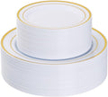 Goodluck 120PCS Gold Plastic Plates, Heavy Duty Disposable Gold Plates with 60 10.25 inch Dinner Plates and 60 7.5 inch Dessert Plates, Disposable Plates for Party, Holiday, Wedding