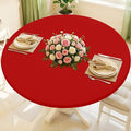 Round Spandex Tablecloth, Elastic Fitted Waterproof Tablecloths for 57"-68" Tables, Stretch Washable Picnic Table Cover for Camping, Dining, Indoor and Outdoor, Red