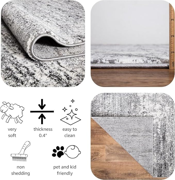 Keen Home Design Area Rugs - 2x3 Non-Shedding, Abstract Rugs for Kitchen, Living Room, Bedroom, Dining Room, Entryway - Size: 2' x 3', Abstract Cream/Grey